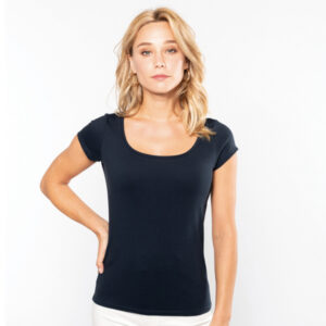 Dames T-shirt Kariban korte mouwen met boothals