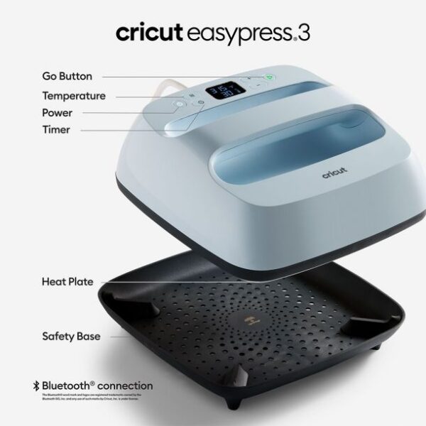 Cricut Easypress 3 Medium 9 x 9 inch (22,86 cm x 22,86 cm) inclusief gratis flexpakket - Afbeelding 3