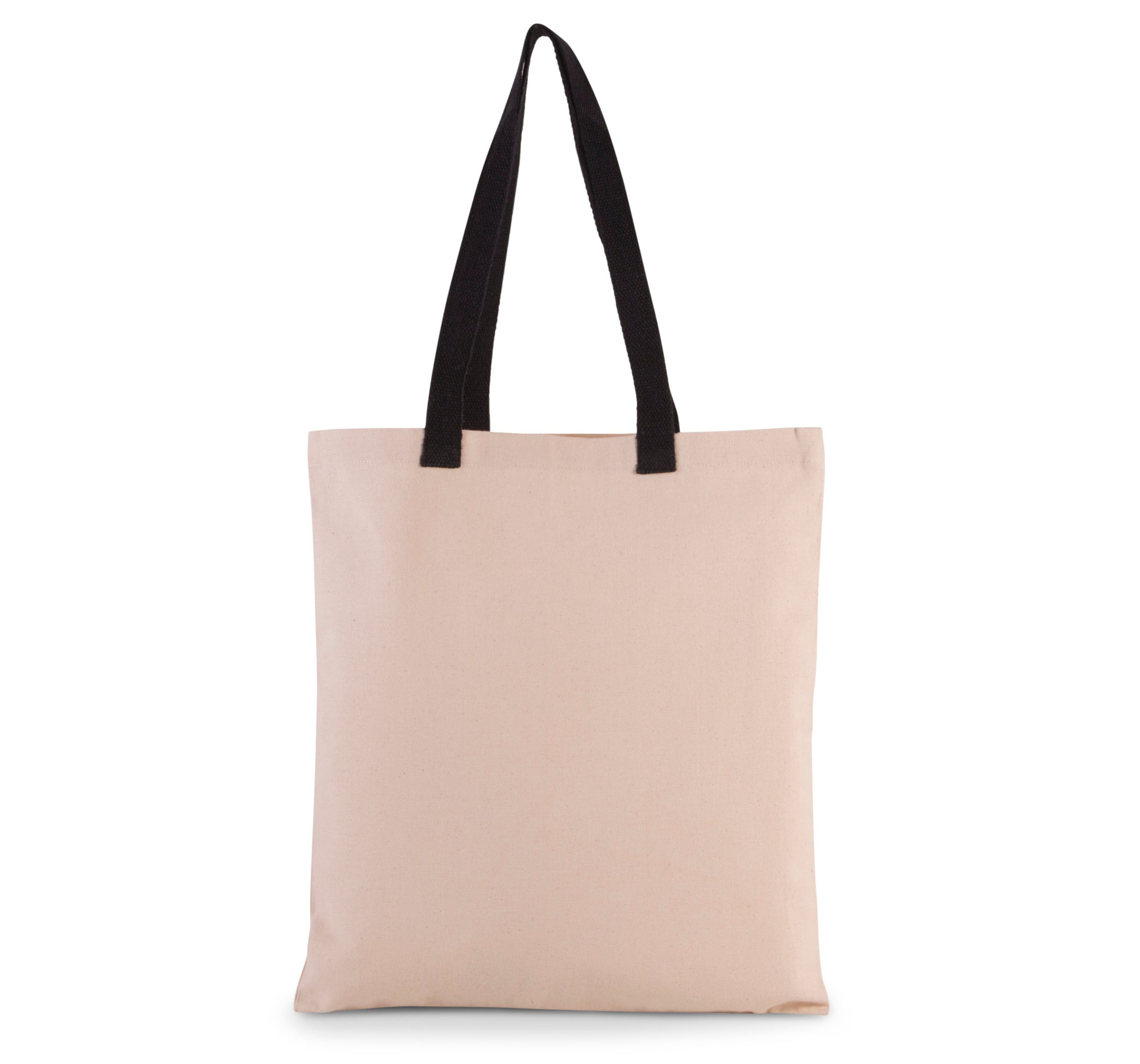 Platte shopper van canvas met contrasterend hengsel
