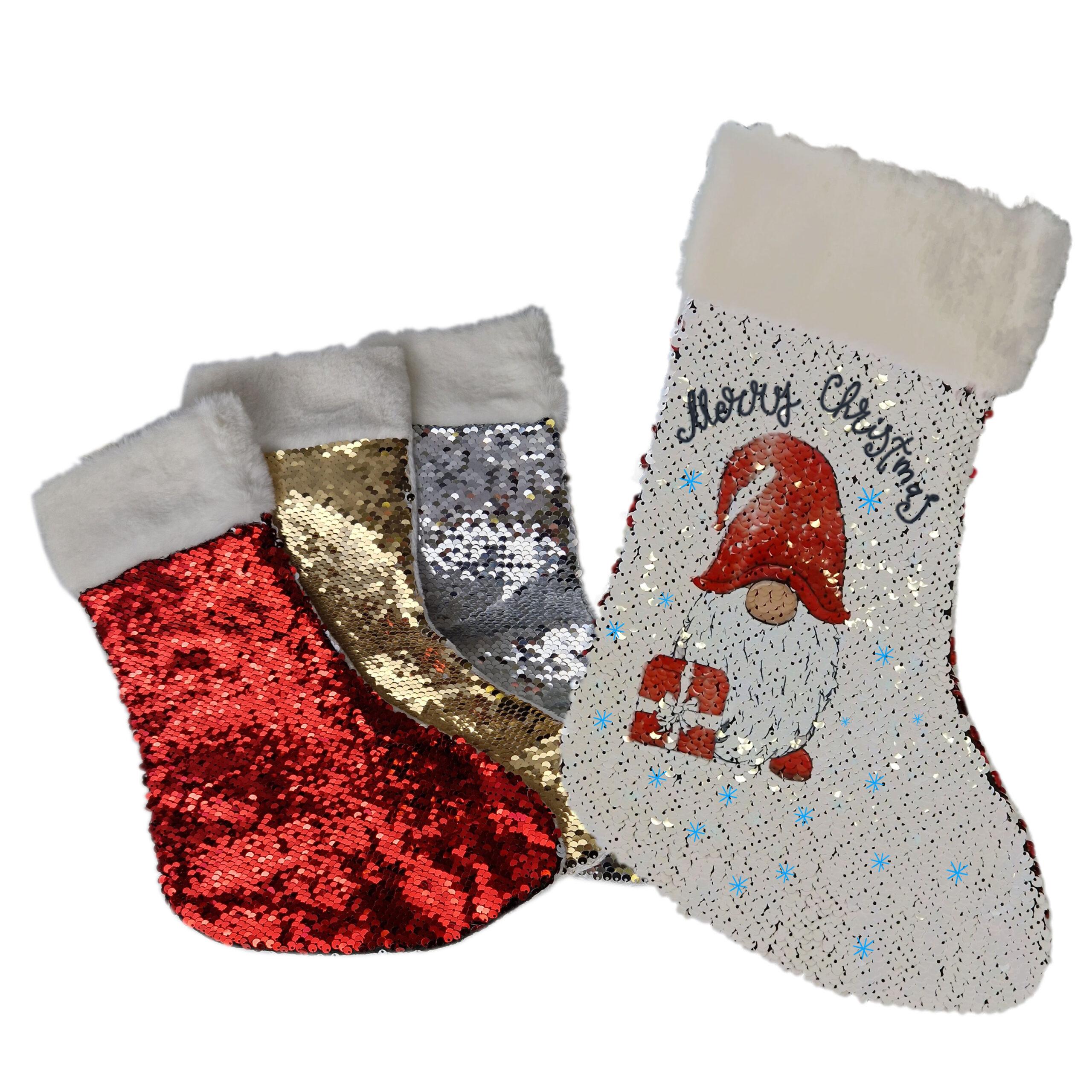 Kerstsok met pailetten